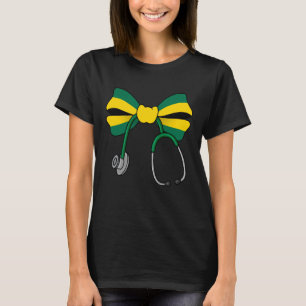 Jamaican Coquette Nurse Bow Jamaica Flag Jamaican T-Shirt