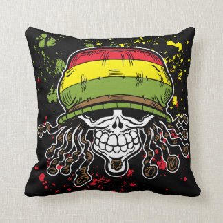 Jamaican Corn Rolls Hair Skull Paint Splashes Cushion