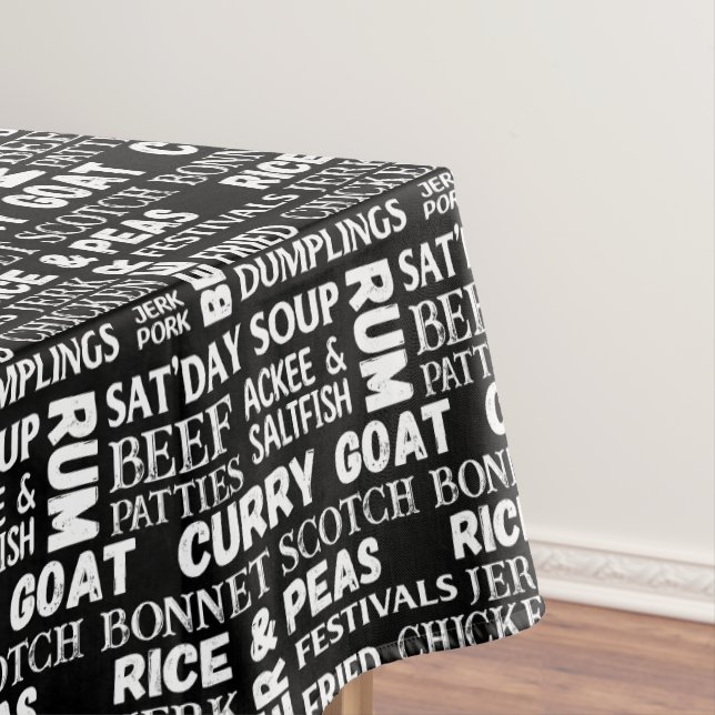 Jamaican Cuisine Typographic Caribbean Restaurant Tablecloth (In Situ)