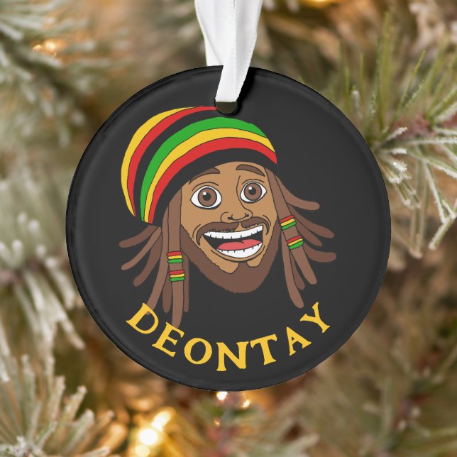 Jamaican Cute Rasta Man Personalized Ornament (Tree)