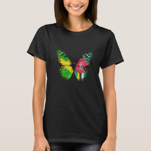 Jamaican Dominican Flag Butterfly   T-Shirt