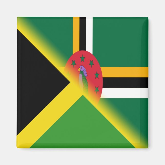 Jamaican Dominican Flag | Half Jamaica Dominica Magnet (Front)