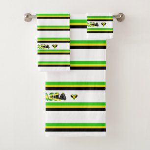 Jamaican flag bath towel set