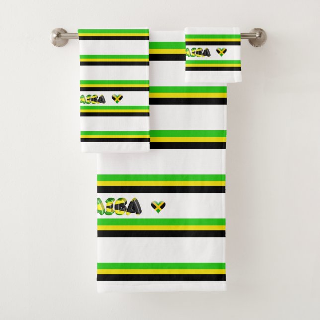 Jamaican flag bath towel set (Insitu)