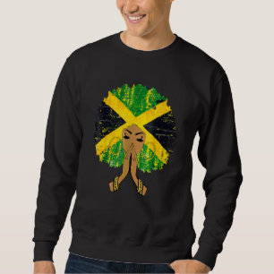 Jamaican Flag Black Woman Melanin Queen Afro 1 Sweatshirt