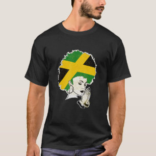 Jamaican Flag Black Woman Melanin Queen Afro T-Shirt