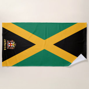 Jamaican Flag/ Coat of Arms Beach Towel