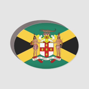 Jamaican Flag/ Coat of Arms Car Magnet