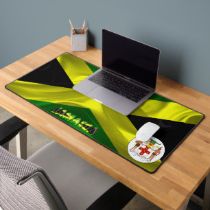 Jamaican flag-coat of arms desk mat