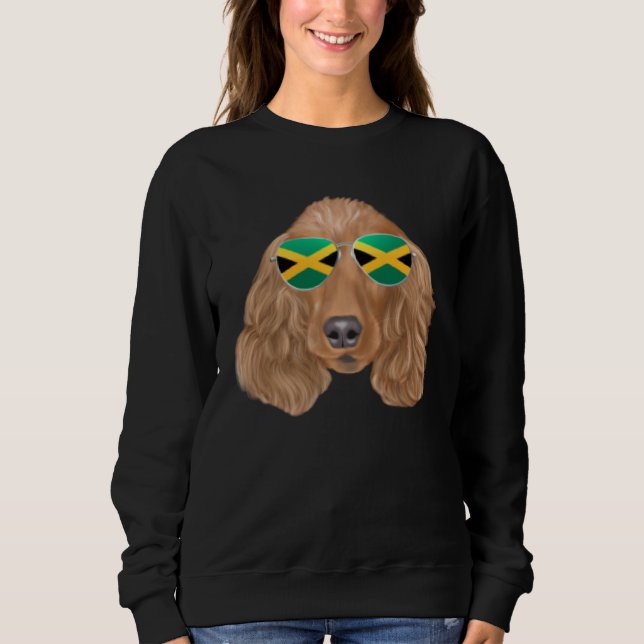 Jamaican Flag Cocker Spaniel Dog Jamaica Pocket Sweatshirt (Front)