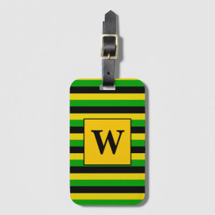 Jamaican Flag Colors Striped Monogram Luggage Tag