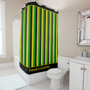Jamaican Flag Coloured Striped Shower Curtain
