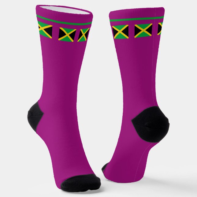 Jamaican Flag Colourful Caribbean Socks (Angled)