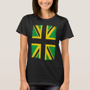 Jamaican flag colours on British Union Jack  Jamai T-Shirt