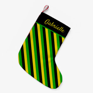 Jamaican Flag Colours Striped Small Christmas Stocking