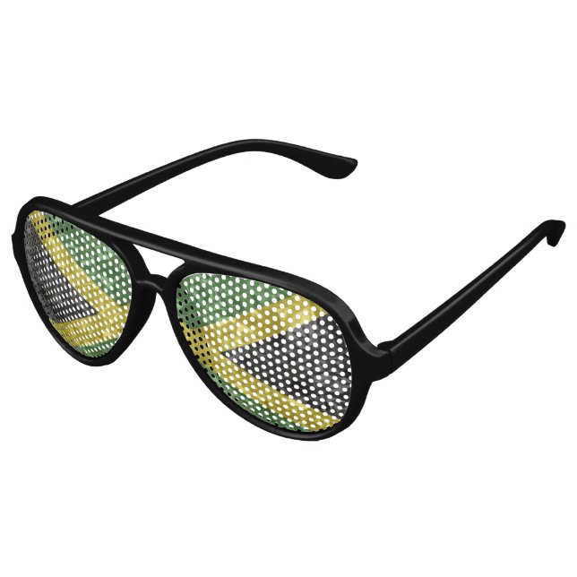 Jamaican Flag - Crinkled Aviator Sunglasses (Angled)