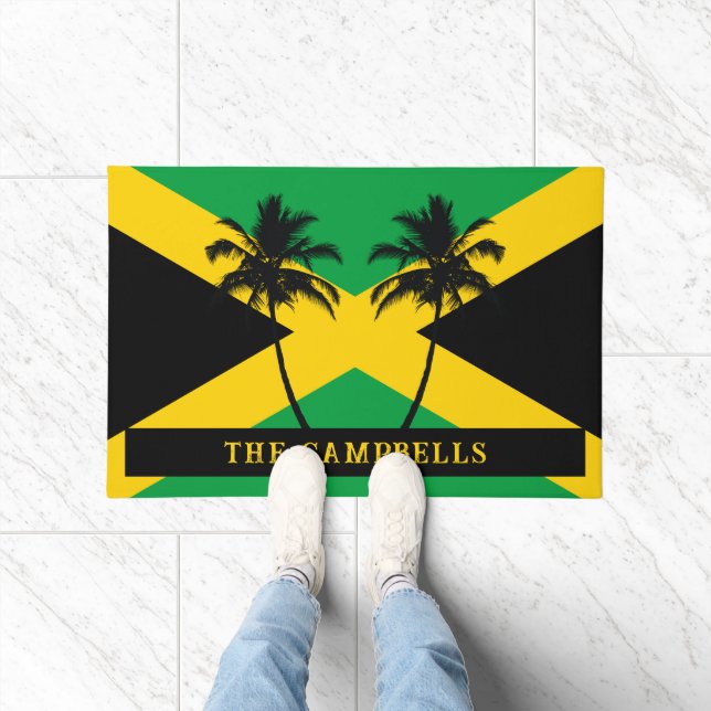 Jamaican Flag Family Name Doormat (Indoor)