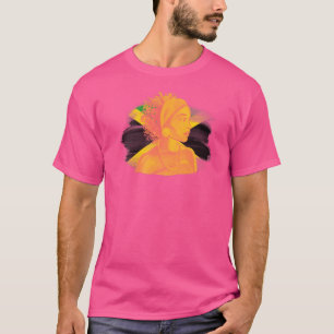 Jamaican Flag Girl Jamaican Black Woman Melanin Qu T-Shirt