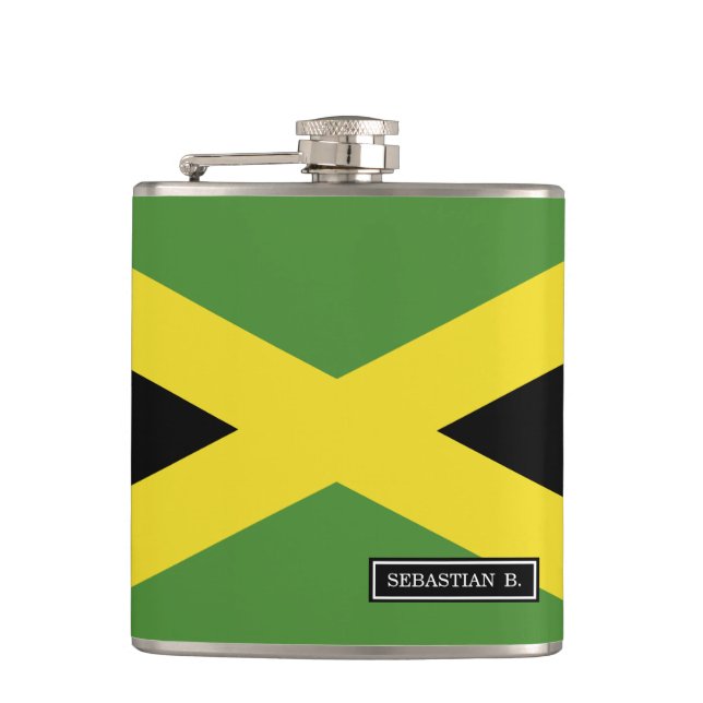 Jamaican Flag Hip Flask (Front)