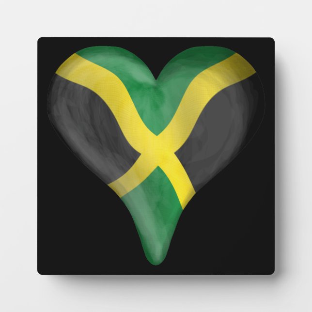 Jamaican Flag In A Heart Plaque (Front)