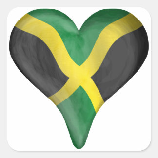 Jamaican Flag In A Heart Square Sticker