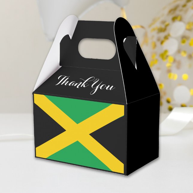 Jamaican Flag Jamaica Party Thank You Favour Box (Jamaica Jamaican flag black thank you favor box)