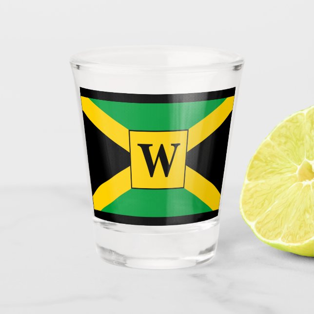 Jamaican Flag Monogram Shot Glass (Front)