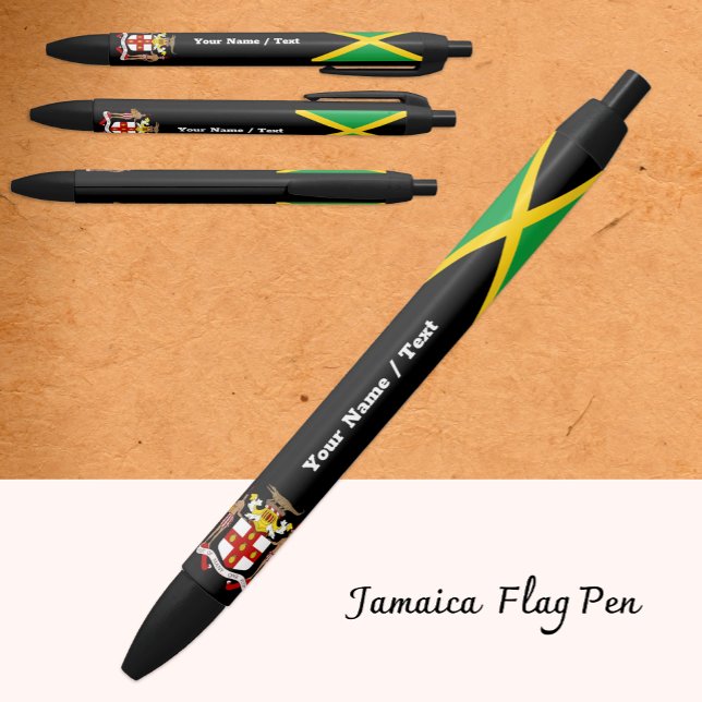 Jamaican Flag Pen, Jamaica / Personalised Black Ink Pen (Creator Uploaded)