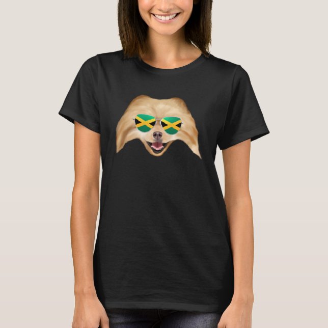 Jamaican Flag Pomeranian Dog Jamaica Pocket T-Shirt (Front)