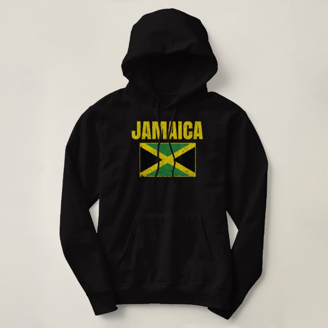 Jamaican Flag Vintage Jamaica Pride Map Country Hoodie (Design Front)