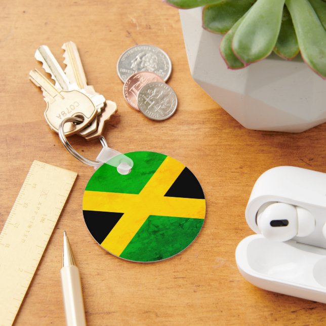 Jamaican Flag Weathered Effect One Love Key Ring (Desk)