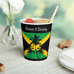 Jamaican Flag Wedding Congratulations Paper Cups