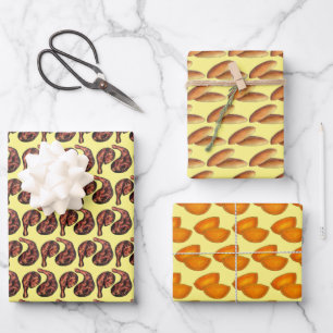 Jamaican Food Jerk Chicken Bulla Cakes Beef Patty Wrapping Paper Sheet