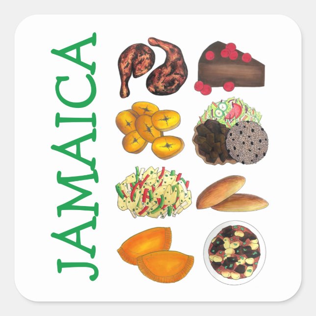 Jamaican Foods Caribbean Island Cooking Cuisine Square Sticker (Front)