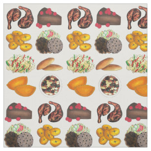 Jamaican Foods Caribbean Island Cuisine Print Fabric