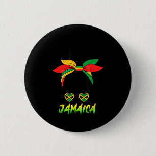 Jamaican Girl Jamaica Flag Pride Black Woman Afro 6 Cm Round Badge