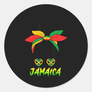 Jamaican Girl Jamaica Flag Pride Black Woman Afro  Classic Round Sticker