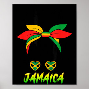 Jamaican Girl Jamaica Flag Pride Black Woman Afro Poster