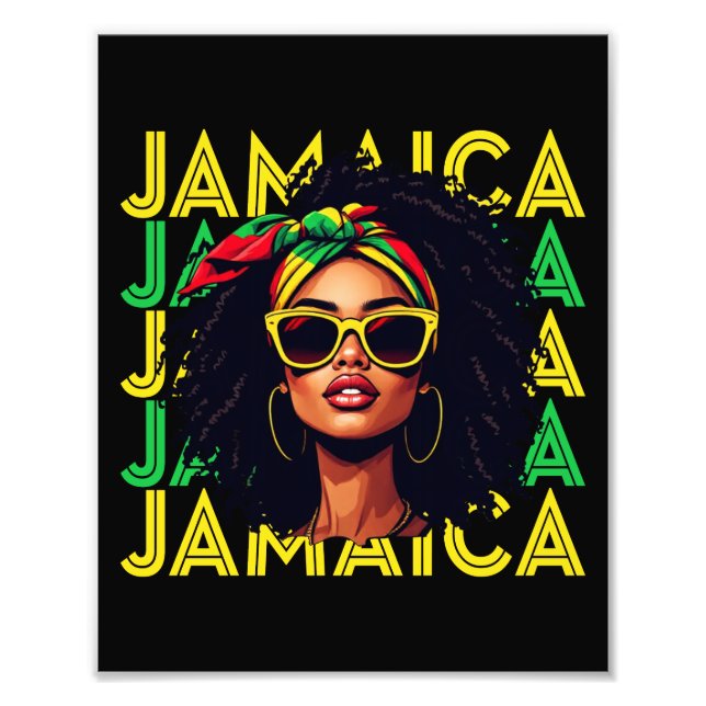 Jamaican Girl Jamaica Flag Proud Jamaican Women Photo Print (Front)