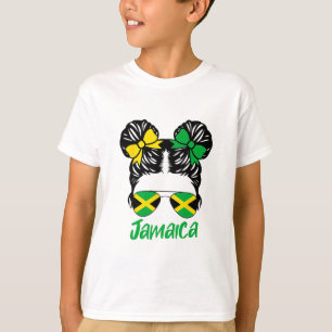 Jamaican Girl Messy Bun Jamaica Summer Vacation Gi T-Shirt