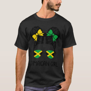 Jamaican Girl Messy Hair Jamaica Pride Patriotic W T-Shirt