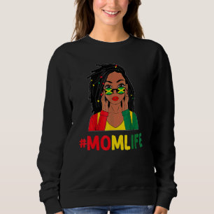 Jamaican Girl Messy Hair Mum Life Cool Flag Patrio Sweatshirt