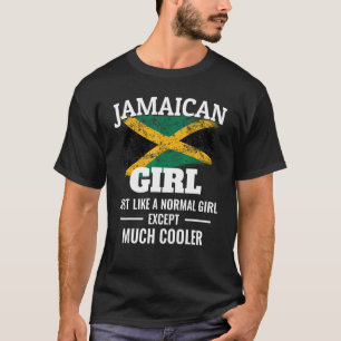 Jamaican Girl Much Cooler Jamaica Vintage Flag T-Shirt
