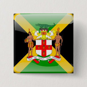 Jamaican glossy flag 15 cm square badge