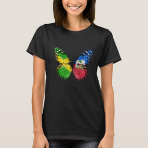 Jamaican Haitian Flag Butterfly T-Shirt