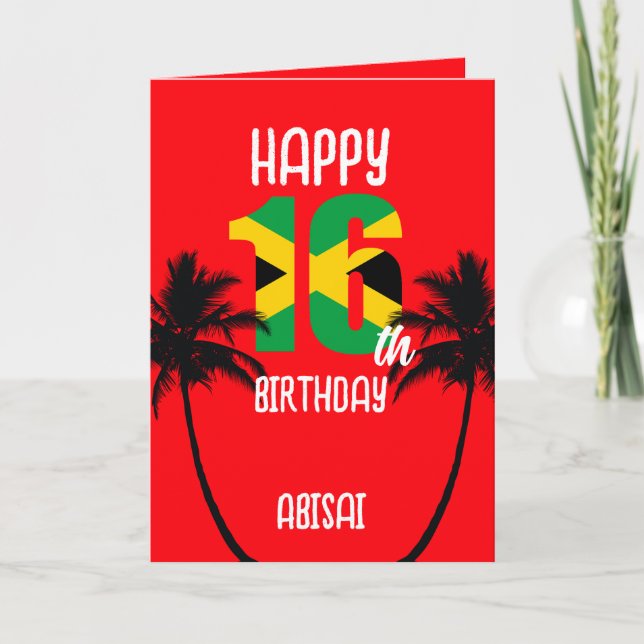 Jamaican Happy 16th Birthday Card (Front)