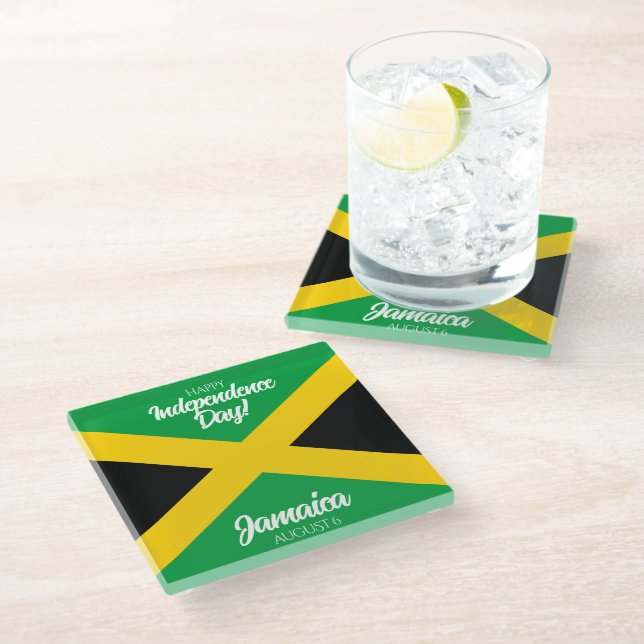 Jamaican Independence Day Jamaica National Flag Glass Coaster (Angled)