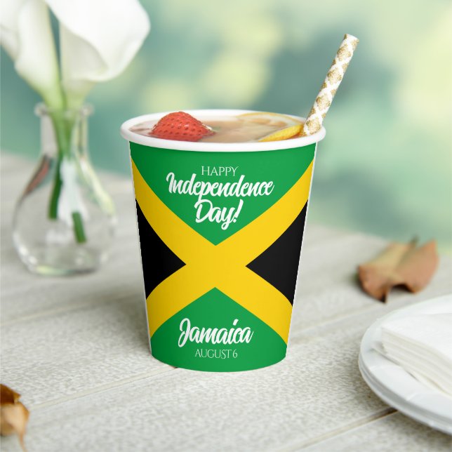 Jamaican Independence Day Jamaica National Flag Paper Cups (Insitu)
