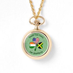 Jamaican Irish American Flags Shamrock Your Name Watch