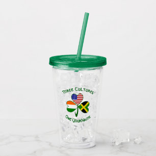 Jamaican Irish American Shamrock Flag Personalised Acrylic Tumbler